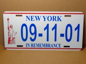 License Plate New York 09-11-01 In Remembrance Design